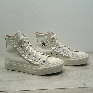 Converse Chuck Taylor All Star Lift Cream Platform High-Top Sneakers Ruffle SZ 9